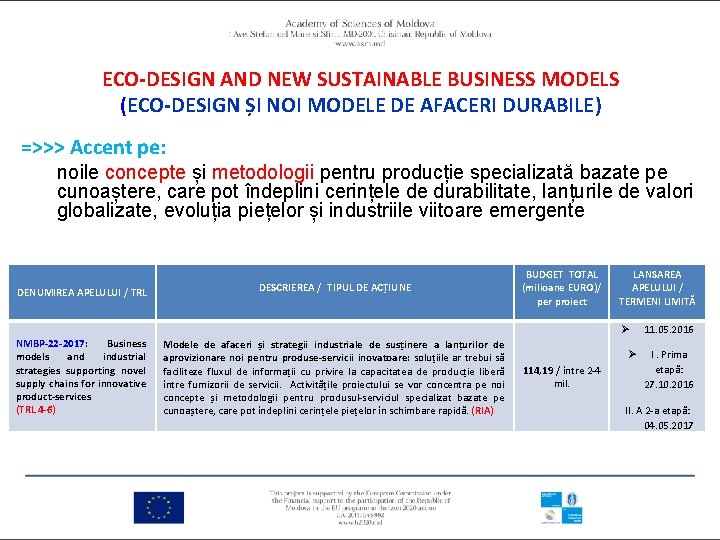 ECO-DESIGN AND NEW SUSTAINABLE BUSINESS MODELS (ECO-DESIGN ȘI NOI MODELE DE AFACERI DURABILE) =>>>
