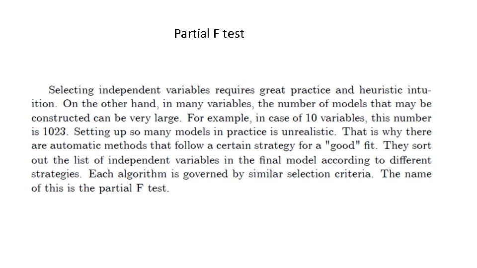 Partial F test 