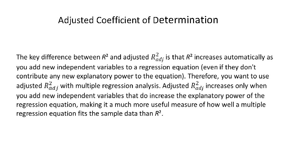 Adjusted Coefficient of Determination 