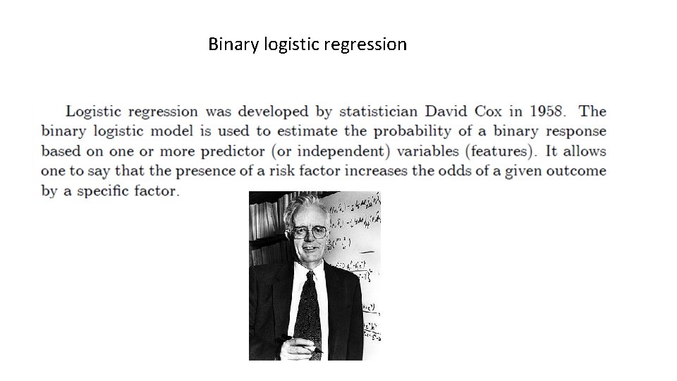 Binary logistic regression 