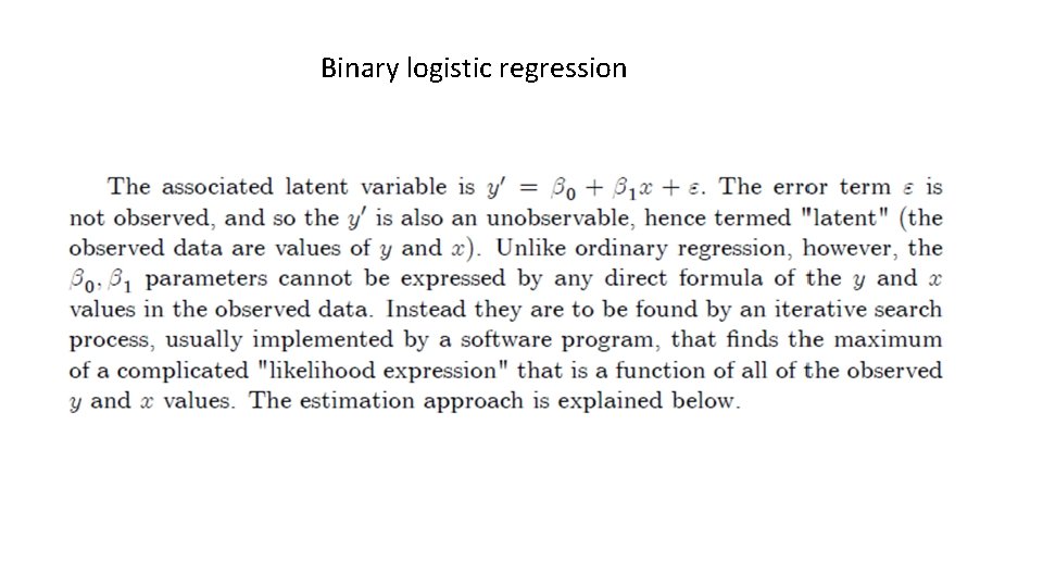 Binary logistic regression 