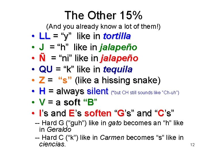 The Other 15% (And you already know a lot of them!) • • LL