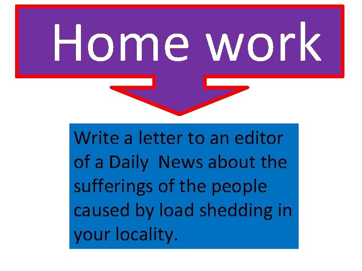 Home work Write a letter to an editor of a Daily News about the