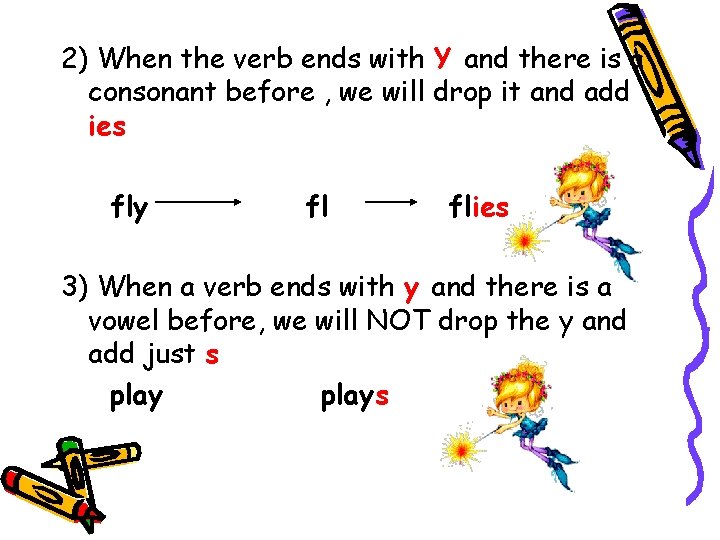 2) When the verb ends with Y and there is a consonant before ,