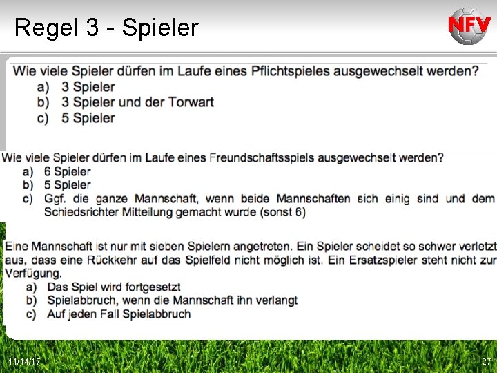 Regel 3 - Spieler 11/14/17 27 