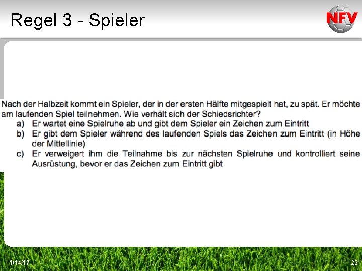 Regel 3 - Spieler 11/14/17 29 