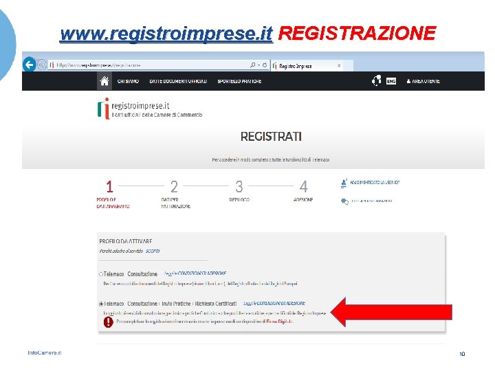 www. registroimprese. it REGISTRAZIONE 10 