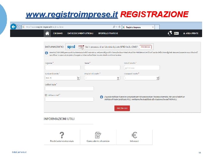 www. registroimprese. it REGISTRAZIONE 11 