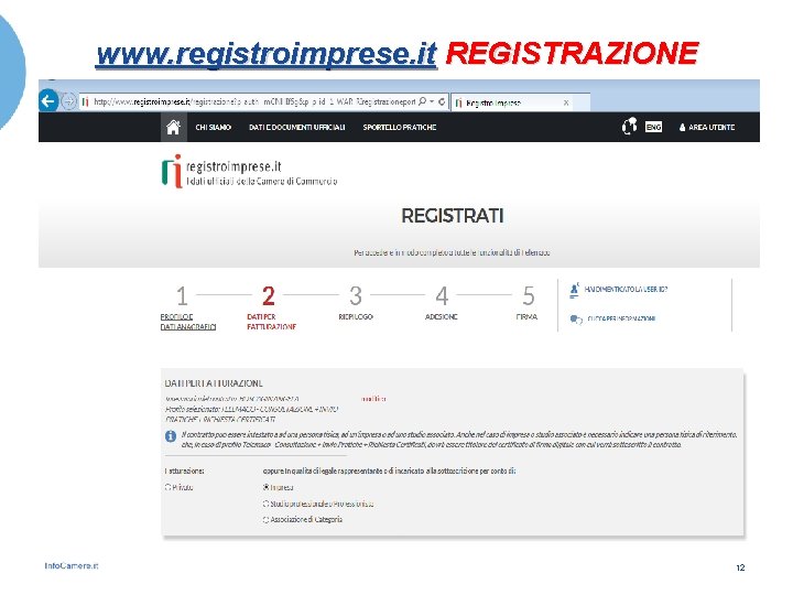 www. registroimprese. it REGISTRAZIONE 12 