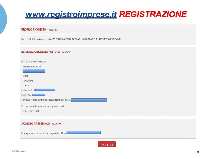 www. registroimprese. it REGISTRAZIONE 15 