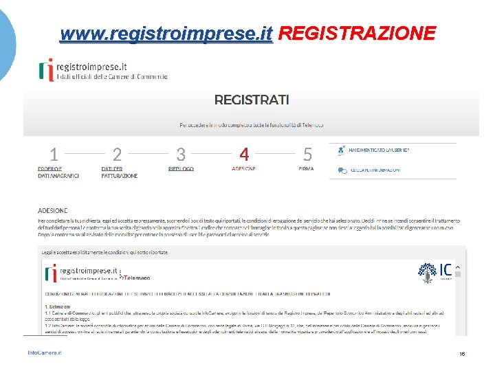 www. registroimprese. it REGISTRAZIONE 16 