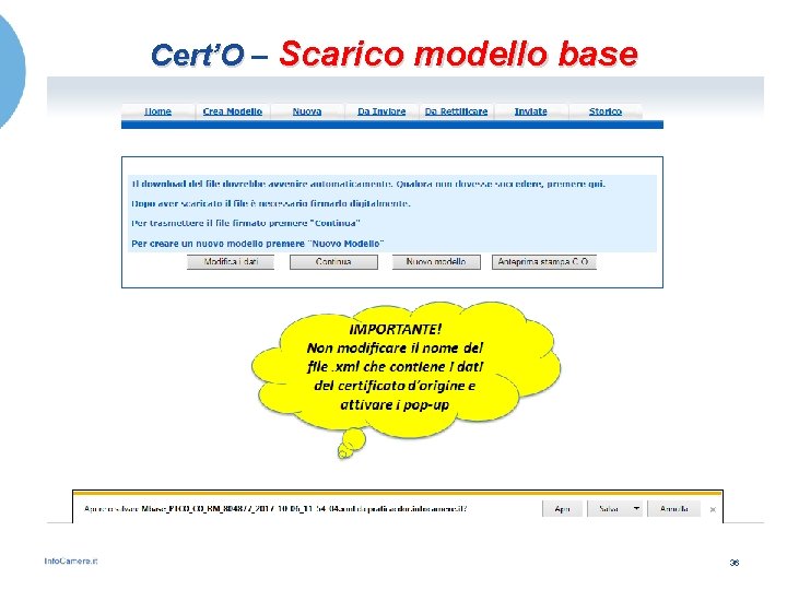 Cert’O – Scarico modello base 36 