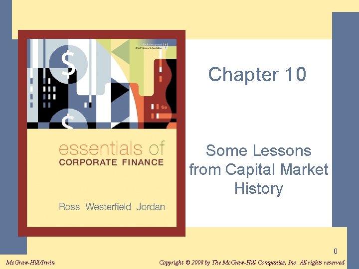 Chapter 10 Some Lessons from Capital Market History 0 Mc. Graw-Hill/Irwin Copyright © 2008