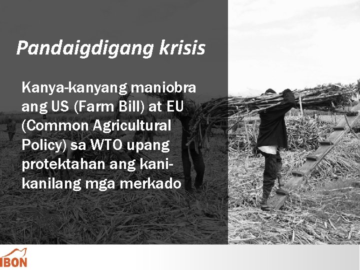 Pandaigdigang krisis Kanya-kanyang maniobra ang US (Farm Bill) at EU (Common Agricultural Policy) sa