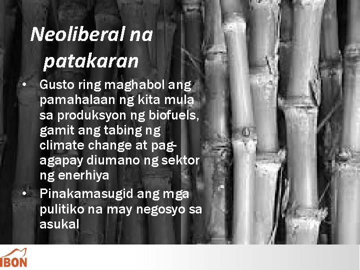 Neoliberal na patakaran • Gusto ring maghabol ang pamahalaan ng kita mula sa produksyon