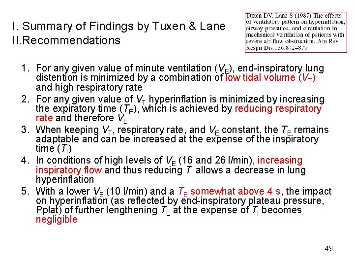 I. Summary of Findings by Tuxen & Lane II. Recommendations 1. For any given