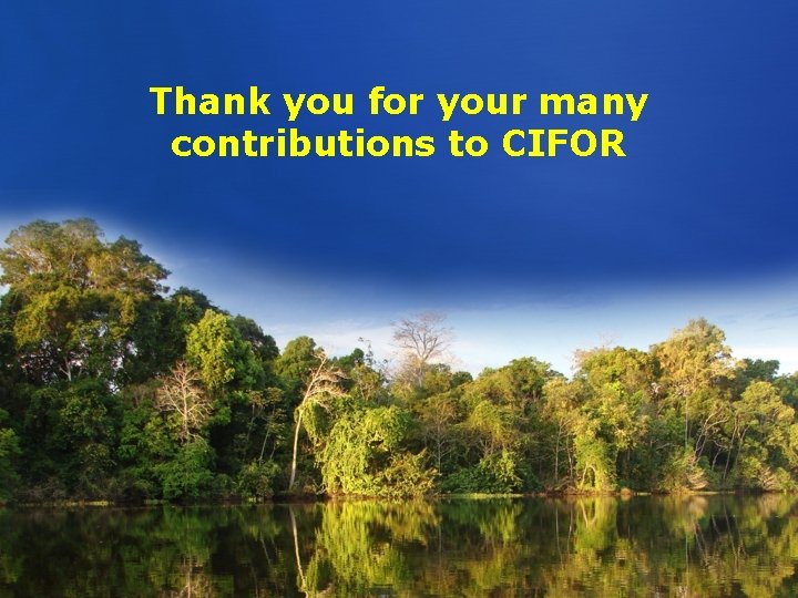 Thank you for your many contributions to CIFOR 