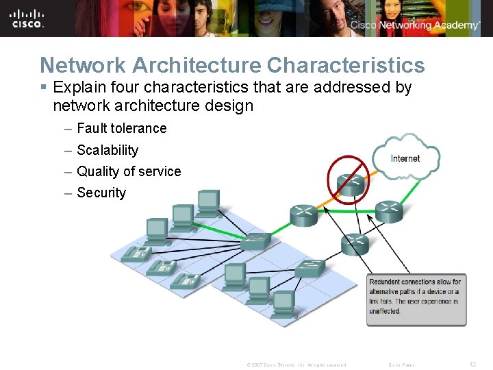 Network Architecture Characteristics § Explain four characteristics that are addressed by network architecture design