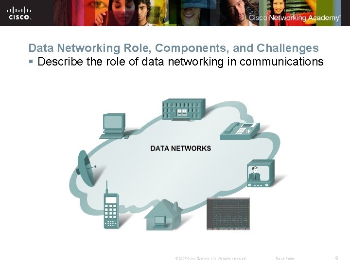 Data Networking Role, Components, and Challenges § Describe the role of data networking in