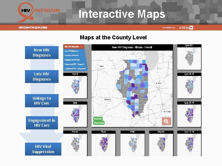 Interactive Maps at the County Level New HIV Diagnoses Late HIV Diagnoses Linkage to