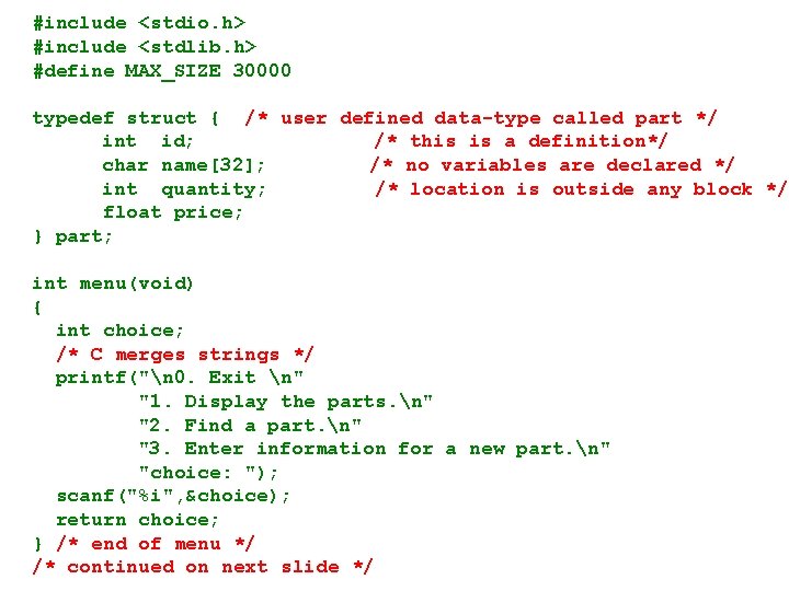 Understand how structure data types are implemented in