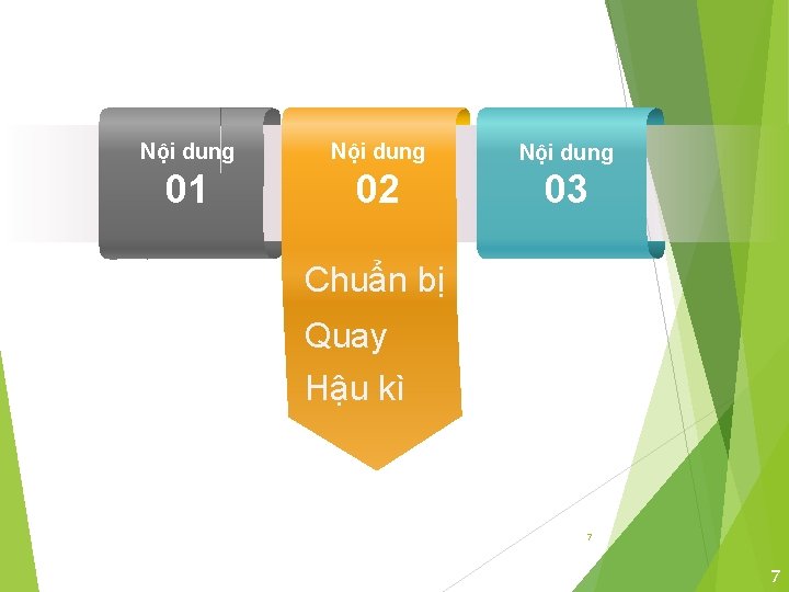 Nội dung 01 02 03 Chuẩn bị Quay Hậu kì 7 7 