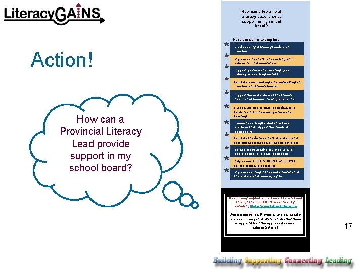How can a Provincial Literacy Lead provide support in my school board? Here are