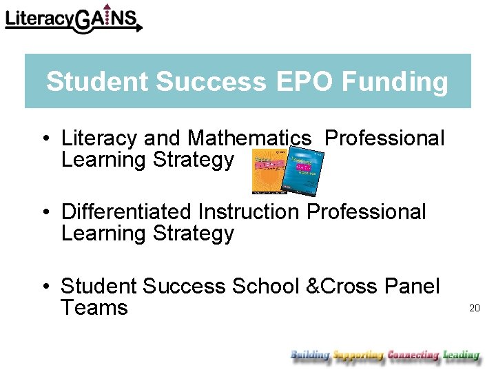 Student Success EPO Funding • Literacy and Mathematics Professional Learning Strategy • Differentiated Instruction