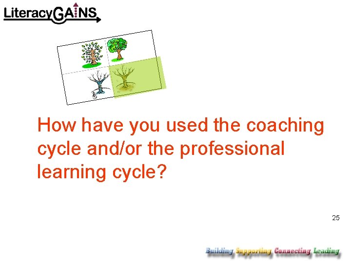 How have you used the coaching cycle and/or the professional learning cycle? 25 