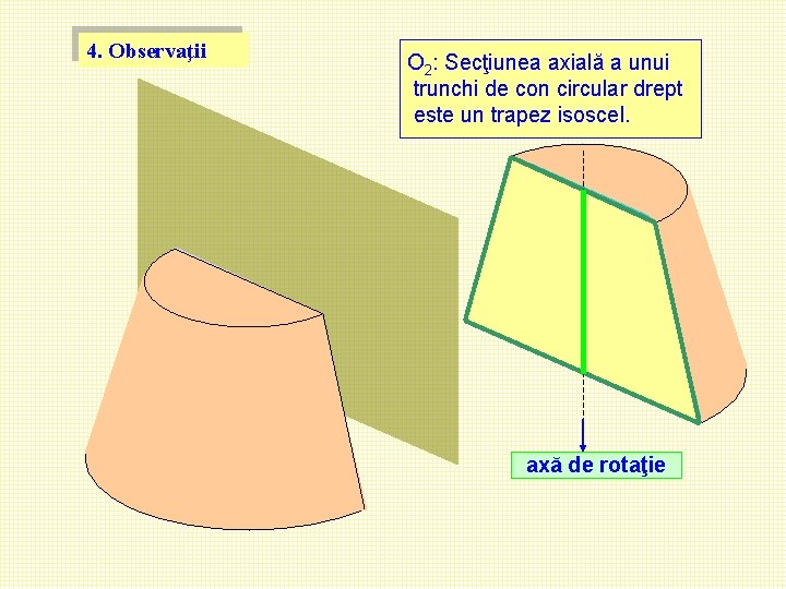 4. Observaţii O 2: Secţiunea axială a unui trunchi de con circular drept este