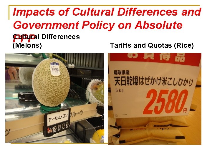 Impacts of Cultural Differences and Government Policy on Absolute Cultural Differences PPP (Melons) Tariffs