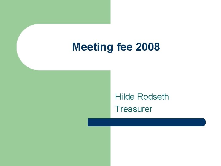 Meeting fee 2008 Hilde Rodseth Treasurer 