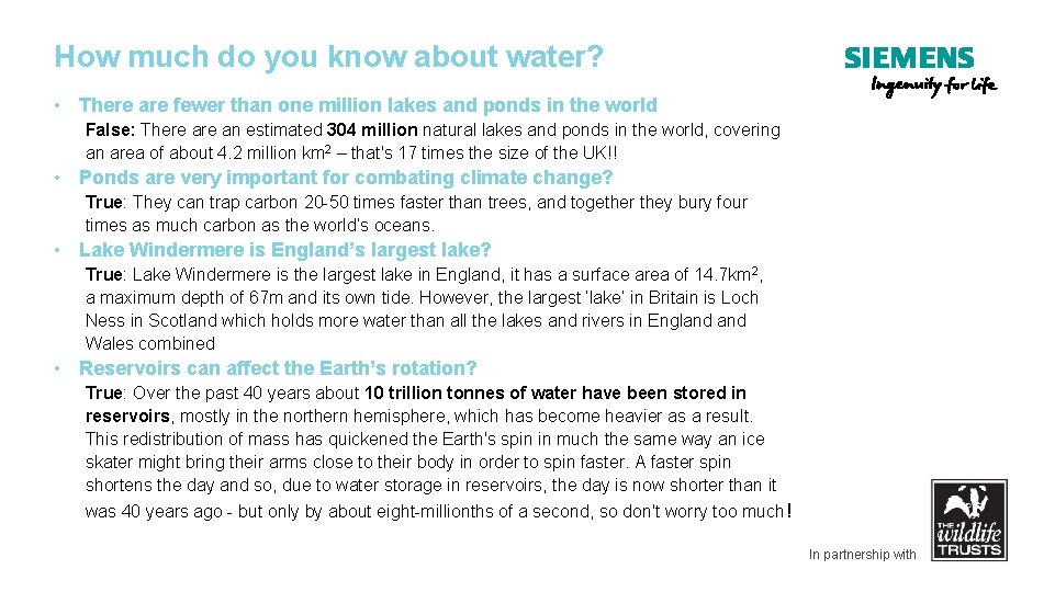 How much do you know about water? • There are fewer than one million