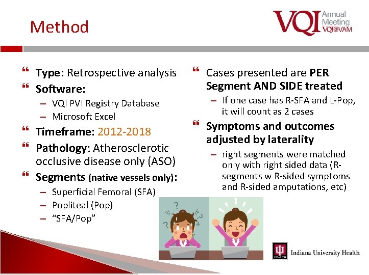 Method Type: Retrospective analysis Software: – VQI PVI Registry Database – Microsoft Excel Timeframe: