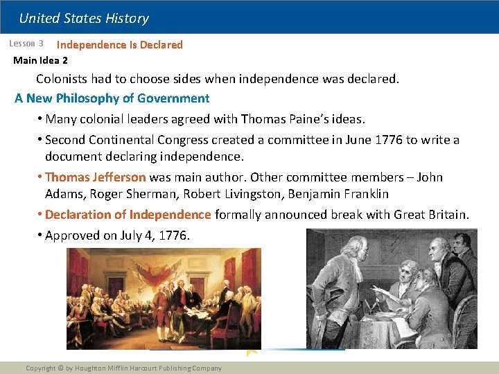 United States History Lesson 3 Independence Is Declared Main Idea 2 Colonists had to United States History Lesson 3 Independence Is Declared Main Idea 2 Colonists had to