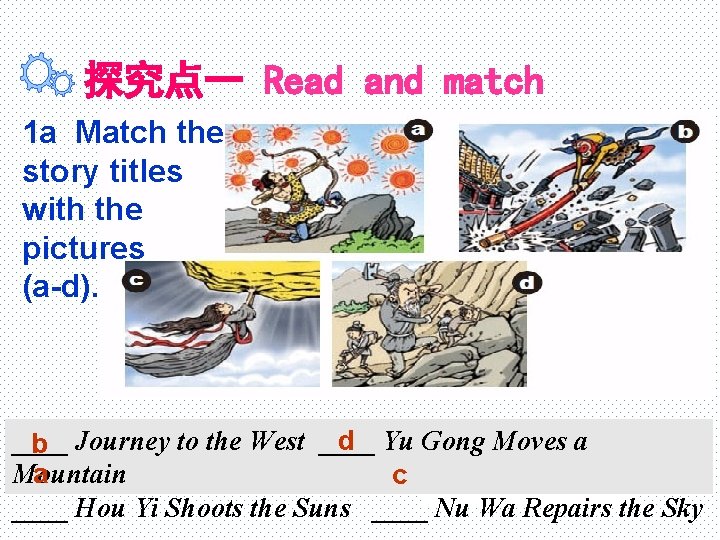 探究点一 Read and match 1 a Match the story titles with the pictures (a-d).