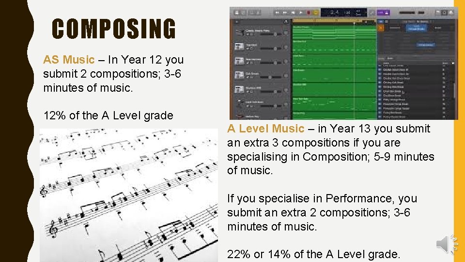 COMPOSING AS Music – In Year 12 you submit 2 compositions; 3 -6 minutes