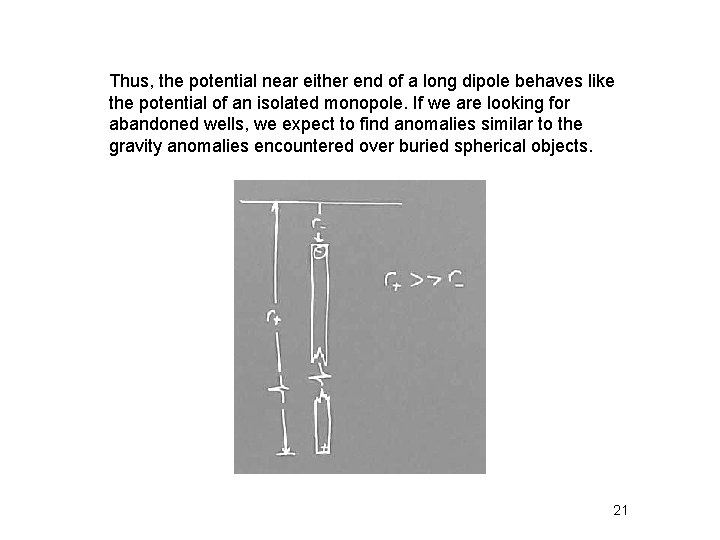 Thus, the potential near either end of a long dipole behaves like the potential