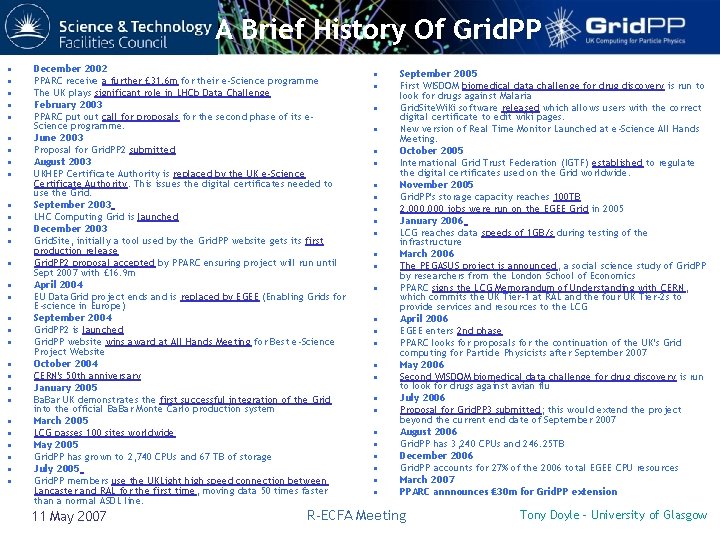 A Brief History Of Grid. PP • • • • • • • •
