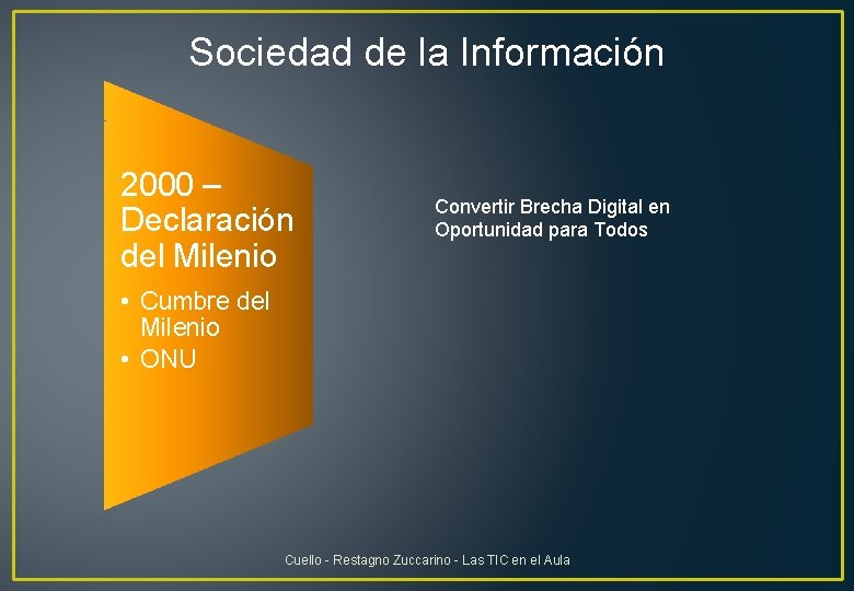 Sociedad de la Información 2000 – Declaración del Milenio Convertir Brecha Digital en Oportunidad