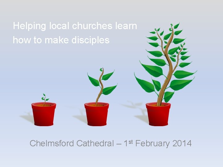 Helping local churches learn how to make disciples Chelmsford Cathedral – 1 st February