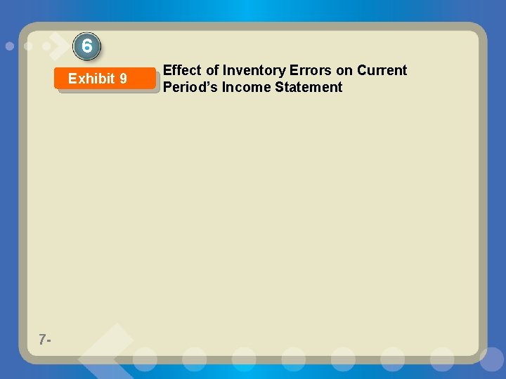 6 Exhibit 9 7 - Effect of Inventory Errors on Current Period’s Income Statement