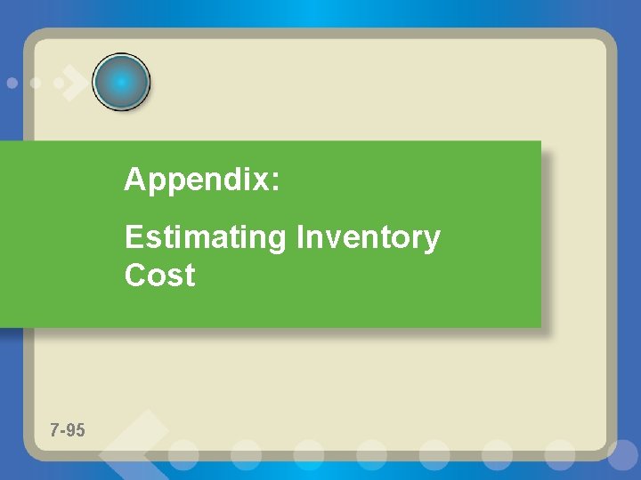 Appendix: Estimating Inventory Cost 7 -95 7 - 