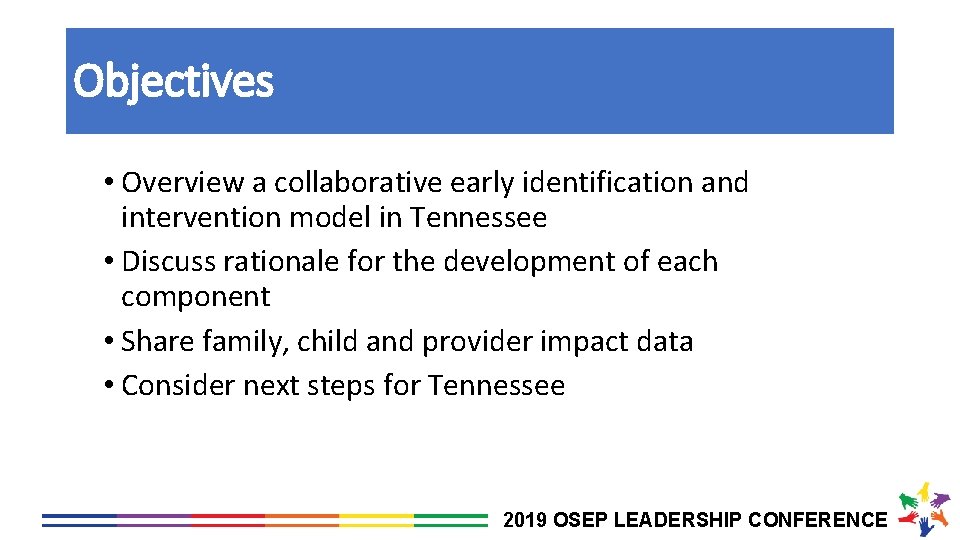 Objectives • Overview a collaborative early identification and intervention model in Tennessee • Discuss