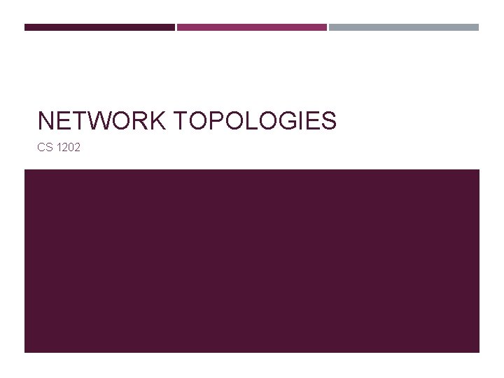 NETWORK TOPOLOGIES CS 1202 