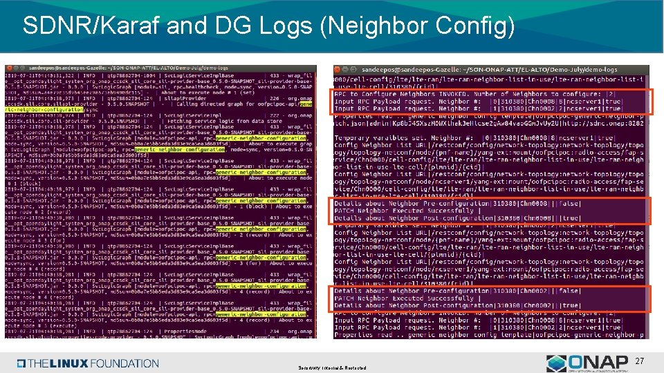 SDNR/Karaf and DG Logs (Neighbor Config) Sensitivity: Internal & Restricted 27 