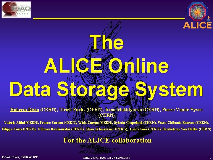The ALICE Online Data Storage System Roberto Divià (CERN), Ulrich Fuchs (CERN), Irina Makhlyueva