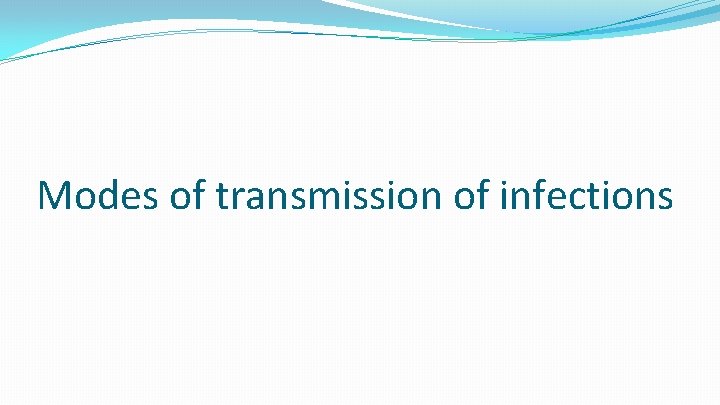 Modes of transmission of infections 