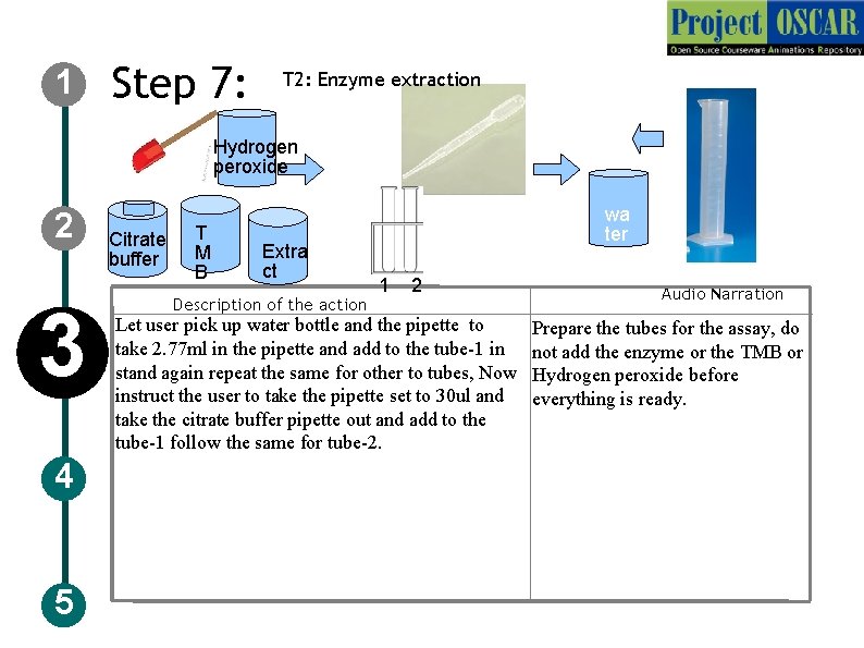 1 Step 7: T 2: Enzyme extraction Hydrogen peroxide 2 3 4 5 Citrate
