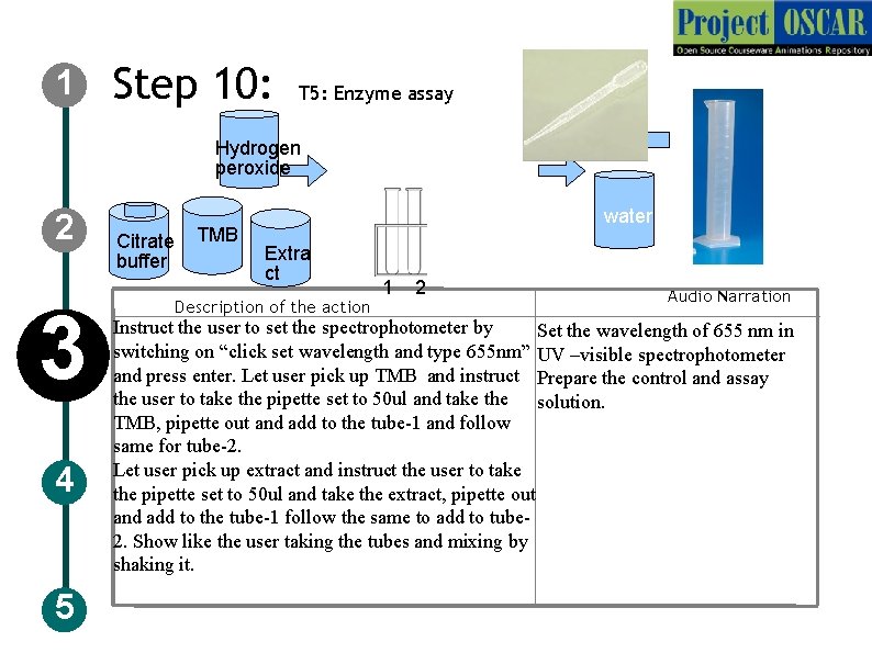 1 Step 10: T 5: Enzyme assay Hydrogen peroxide 2 3 4 5 Citrate